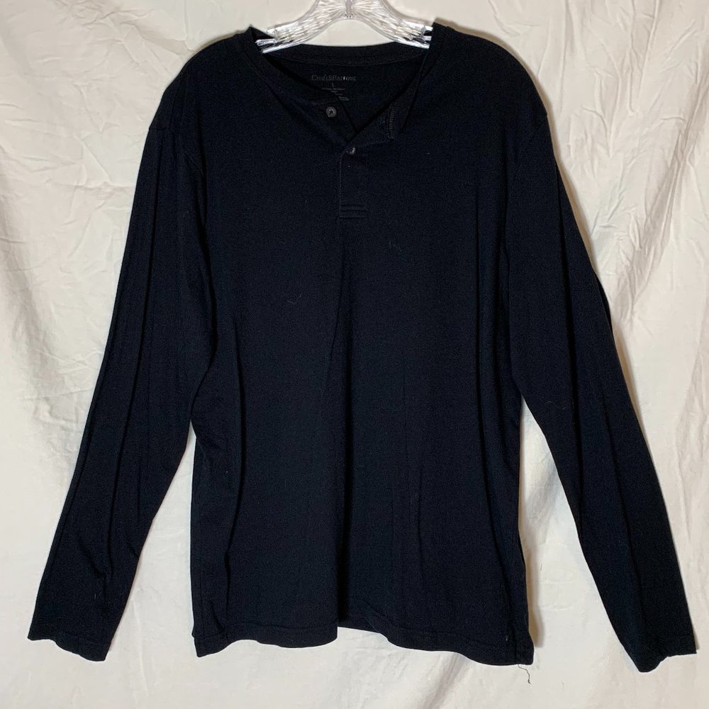 Croft & Barrow Casual/Pajama Button Up Long Sleeve Top (Black)